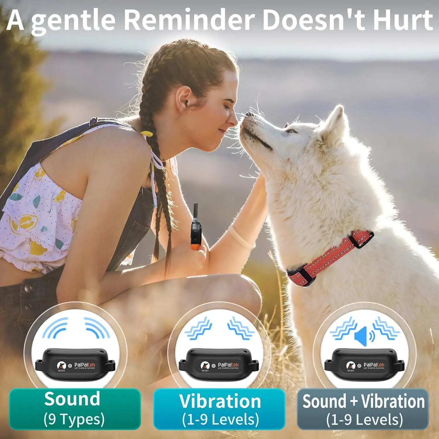 Waterproof Dog Training Collar with Remote, Vibration & Beep Only, No Shock, Adjustable for Dogs 5-120 lbs