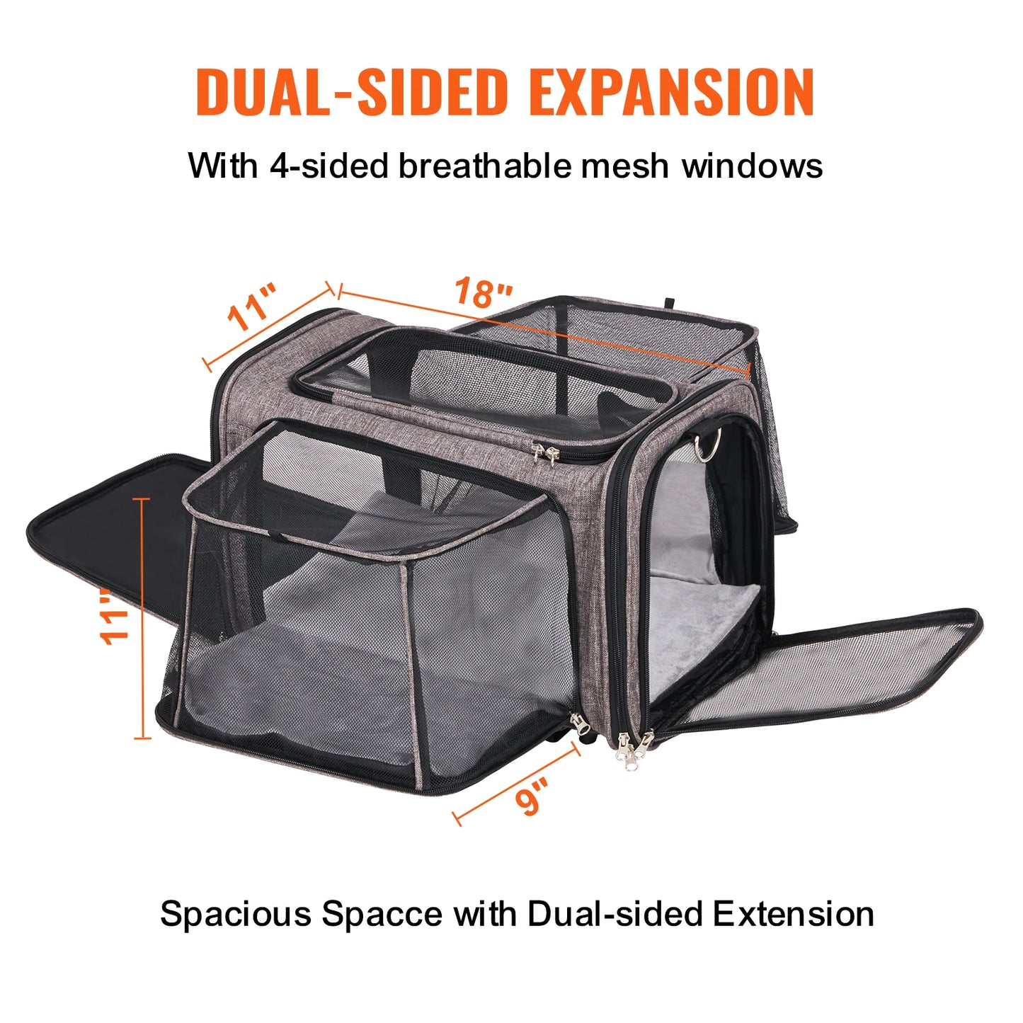 Pet Cat Carrier Breathable Outgoing Dog Carry Backpack with Telescopic Handle Wheels and Shoulder Strap for Travel Trip