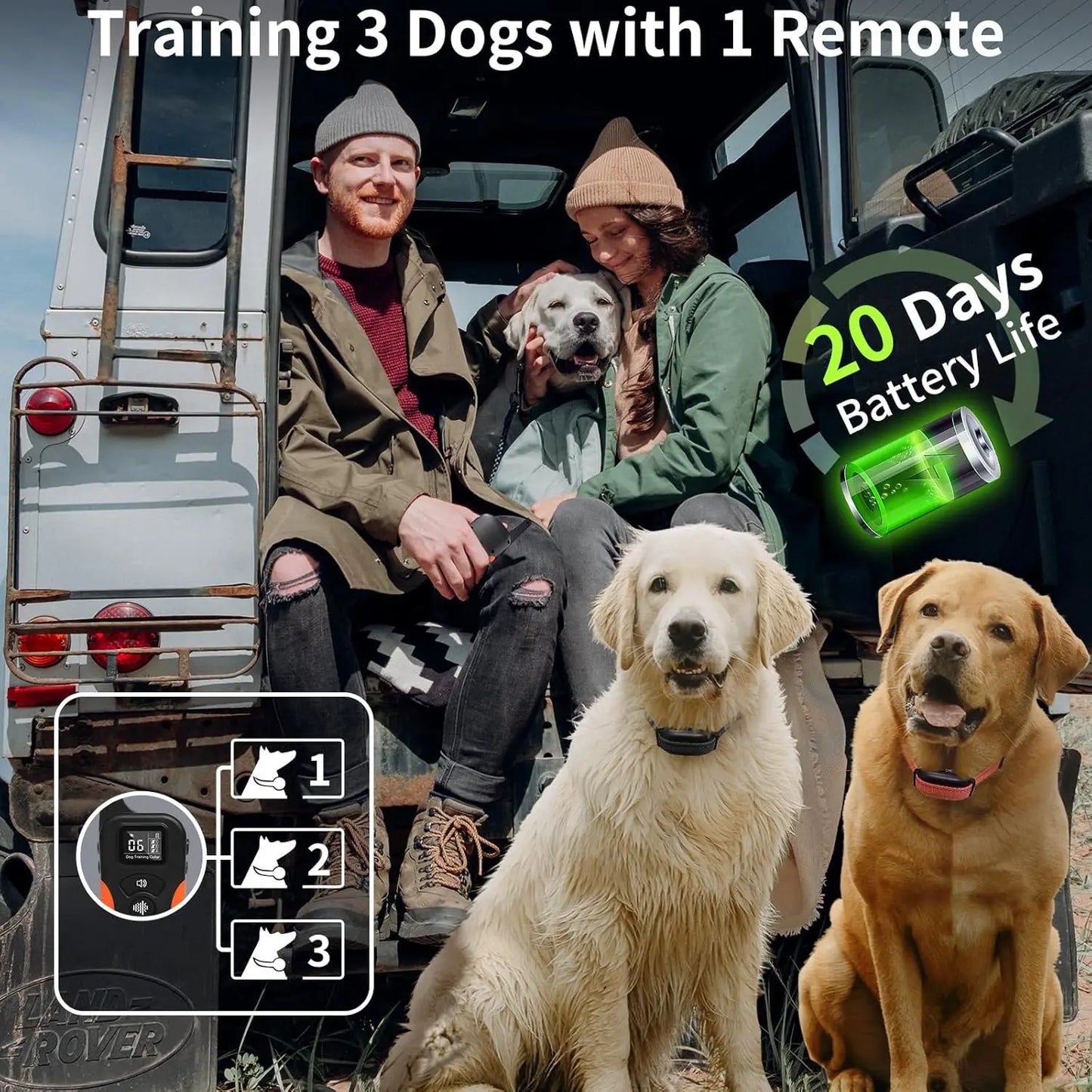 Waterproof Dog Training Collar with Remote, Vibration & Beep Only, No Shock, Adjustable for Dogs 5-120 lbs