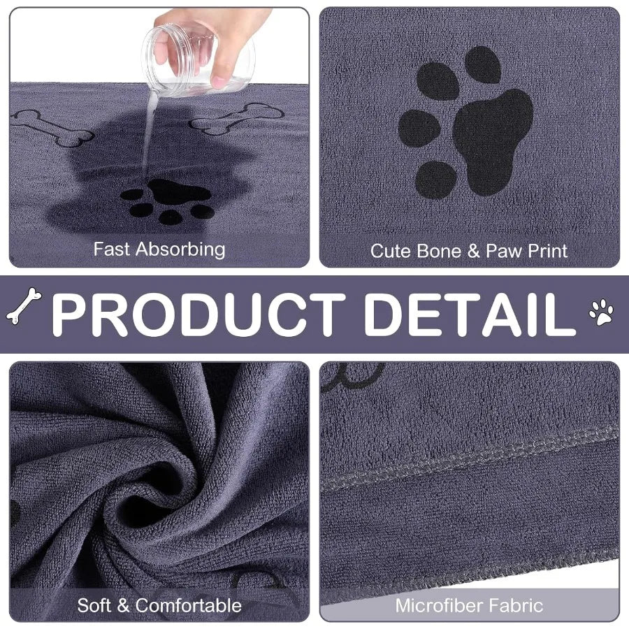8 Pcs Dog Towels for Drying Dogs Cats Pet Towels Bulk Puppy Microfiber Quick Drying Paw Bath Bathing Supplies Absorbent for Med
