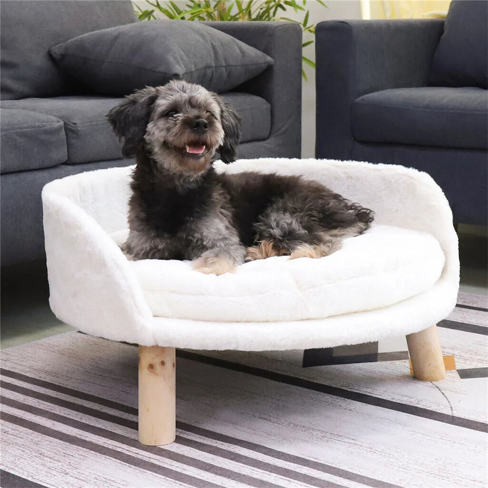 Ultra Soft Elevated Dog Cat Sofa Bed Couch Pet Puppy Chair Backrest Stool Seat Lounger with Removable Waterproof Padded Cushion