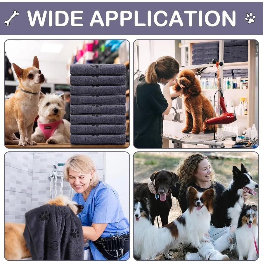 8 Pcs Dog Towels for Drying Dogs Cats Pet Towels Bulk Puppy Microfiber Quick Drying Paw Bath Bathing Supplies Absorbent for Med
