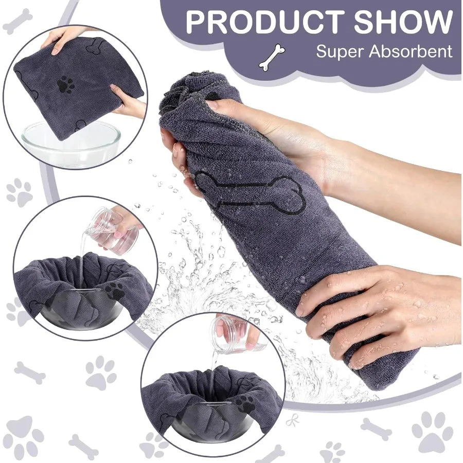 8 Pcs Dog Towels for Drying Dogs Cats Pet Towels Bulk Puppy Microfiber Quick Drying Paw Bath Bathing Supplies Absorbent for Med
