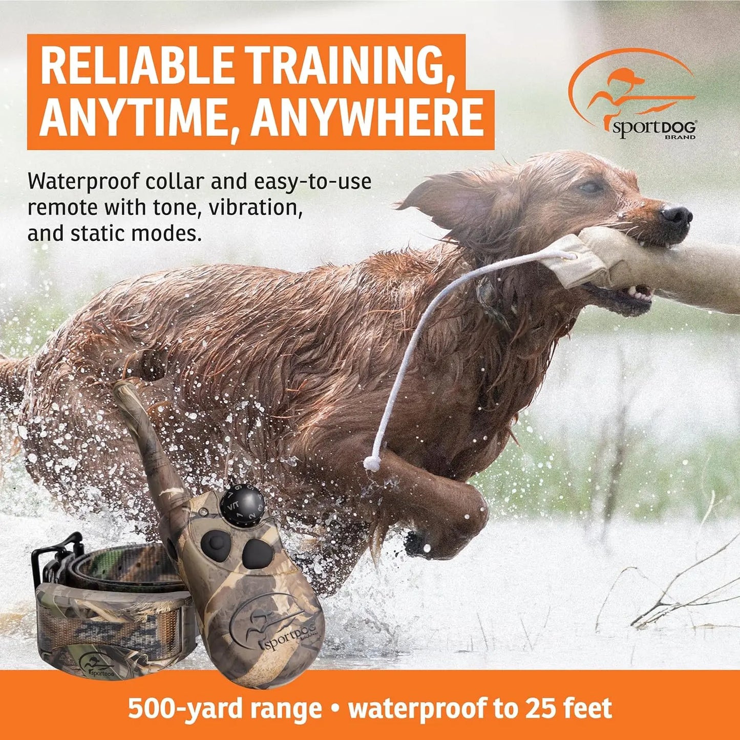 Waterproof Remote Dog Trainer with Rechargeable Collar, Adjustable Fit for Dogs 8+ lbs, 500-Yard Range in Camouflage
