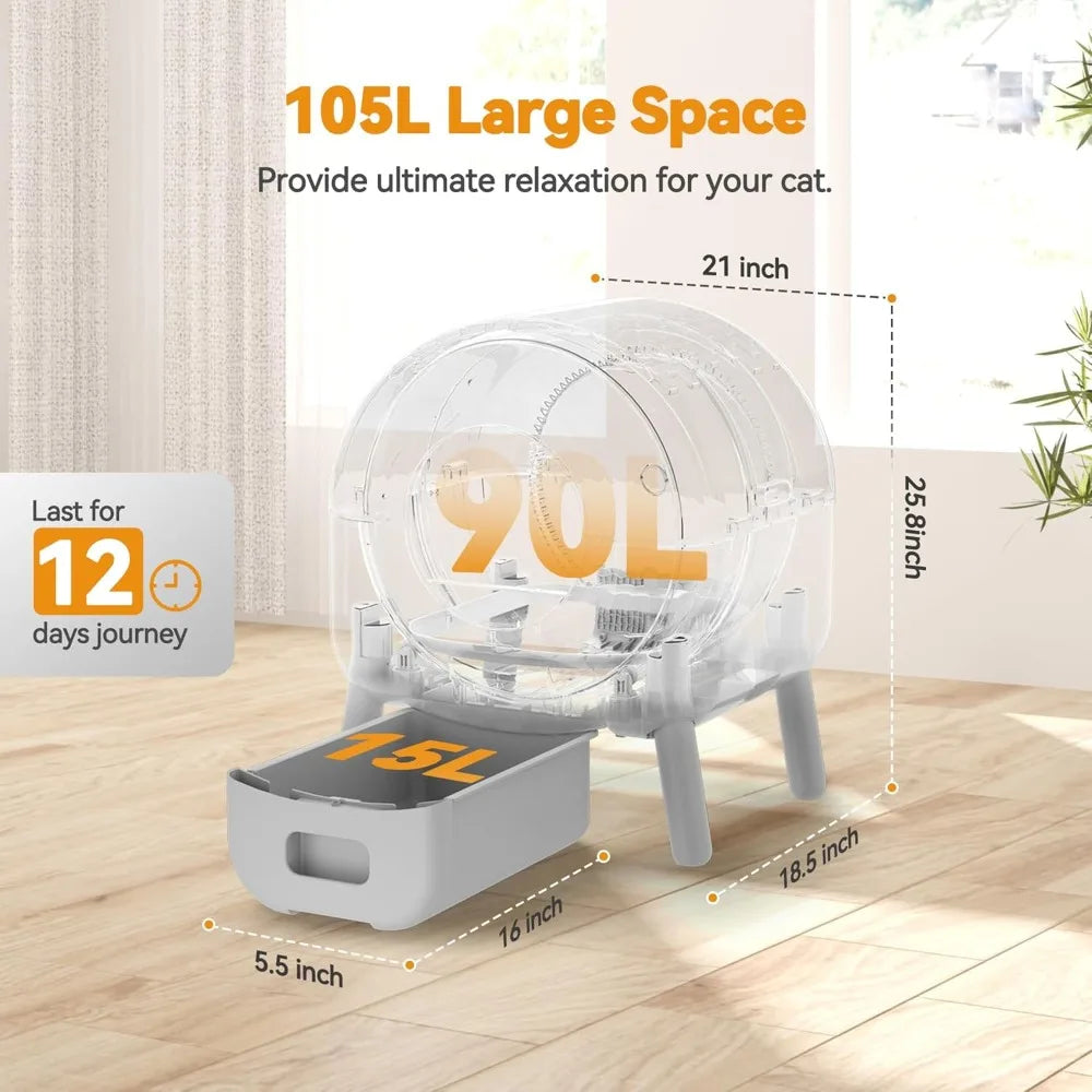 Cleaning Litter Box, Automatic Cat Litter Box for Multiple Cats, App Control and Safety Protection, 1 Roll Litter Bags