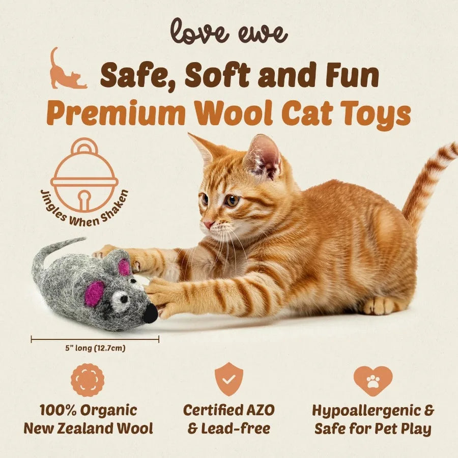 Hustle Blush Wool Felt Balls 3 Pack Love Ewe Pet Supplies 2 in Felted Wool Cat Toys 100 New Zealand Wools Felt Cat Toys Handmad