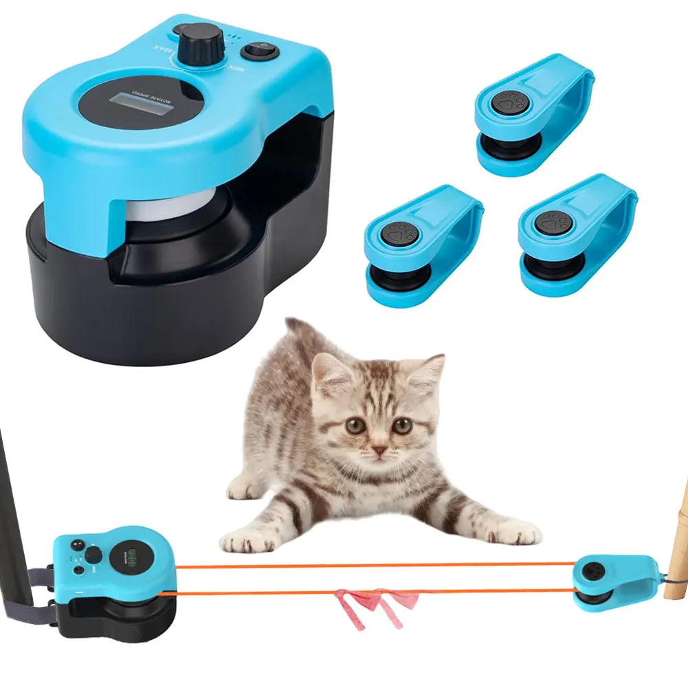 Interactive Cat Toy Chase Run Exercise Mental Stimulation Cat Feather Toy Treadmill Kitten Toy for Bored Kitten Puppy Play