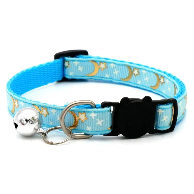 Cat Collar With Bell Cartoon Star Moon Dog Puppy Cat Kitten Collar Adjustable Safety Bell Ring Necklace Cat Jewelry For cats