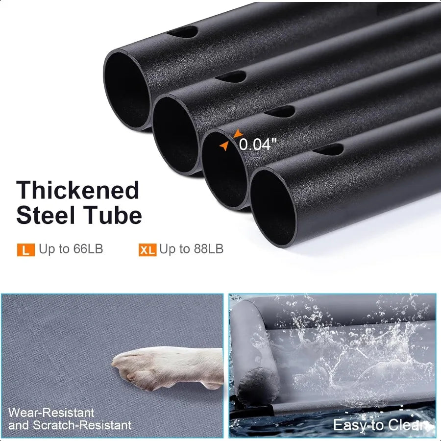 Large Elevated Dog Bed with Pillows Outdoor Cooling Raised Pet Bed with Bolster Indestructible Chew Proof Dog Cot with Breathab